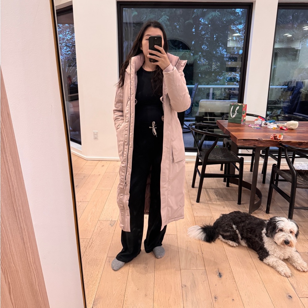 Lululemon Long Pink Down-Filled Puffer Coat